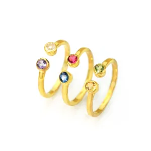 Dual Birthstone Adjustable Ring