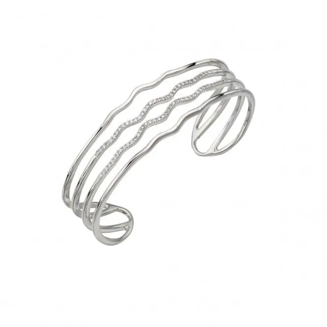 Elements Silver Zirconia Wave Bangle B5013C