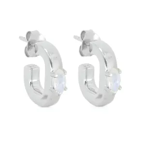 Elodie Moonstone Silver Hoops