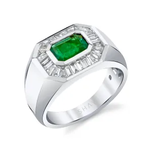 EMERALD & DIAMOND BAGUETTE CHAMPIONSHIP RING