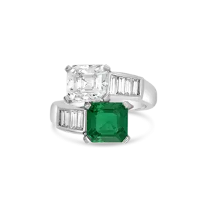 Emerald & Diamond Bypass Ring