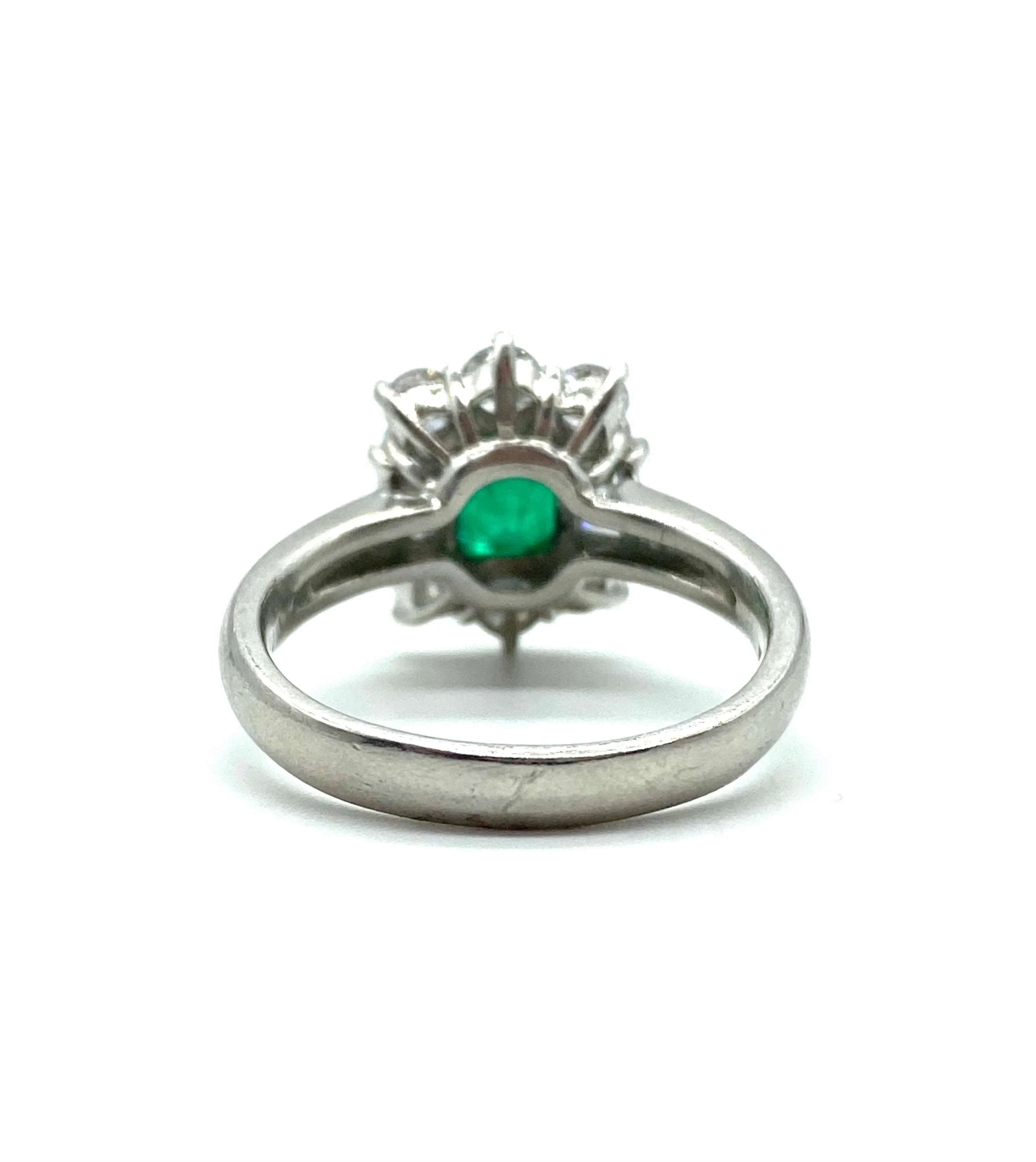 Emerald and Diamond Halo Ring