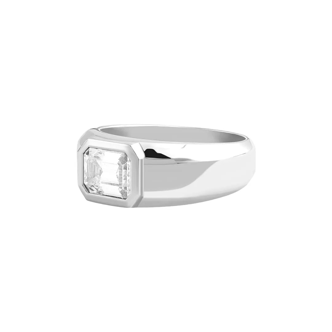 Emerald-Cut Moissanite Ring in Gold