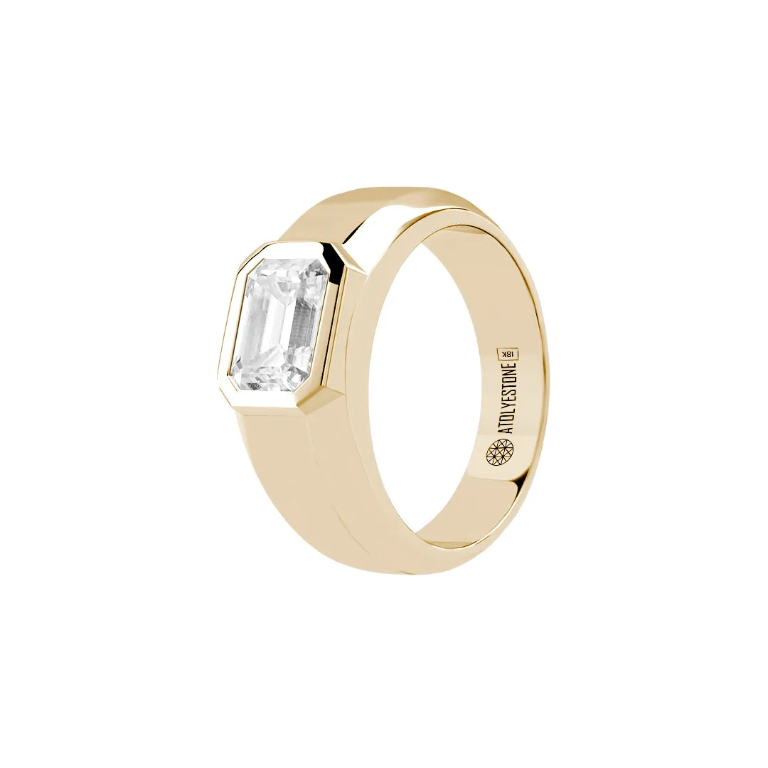 Emerald-Cut Moissanite Ring in Gold