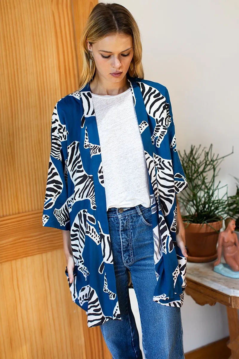 Emerson Fry Fete Kimono Zebra Lapis