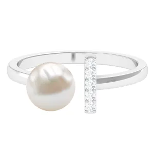 Freshwater Pearl and Diamond Modern Cuff Ring