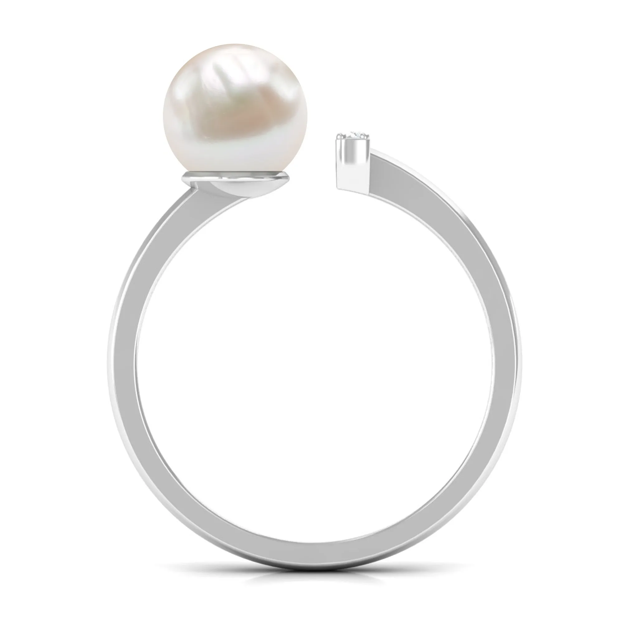 Freshwater Pearl and Diamond Modern Cuff Ring