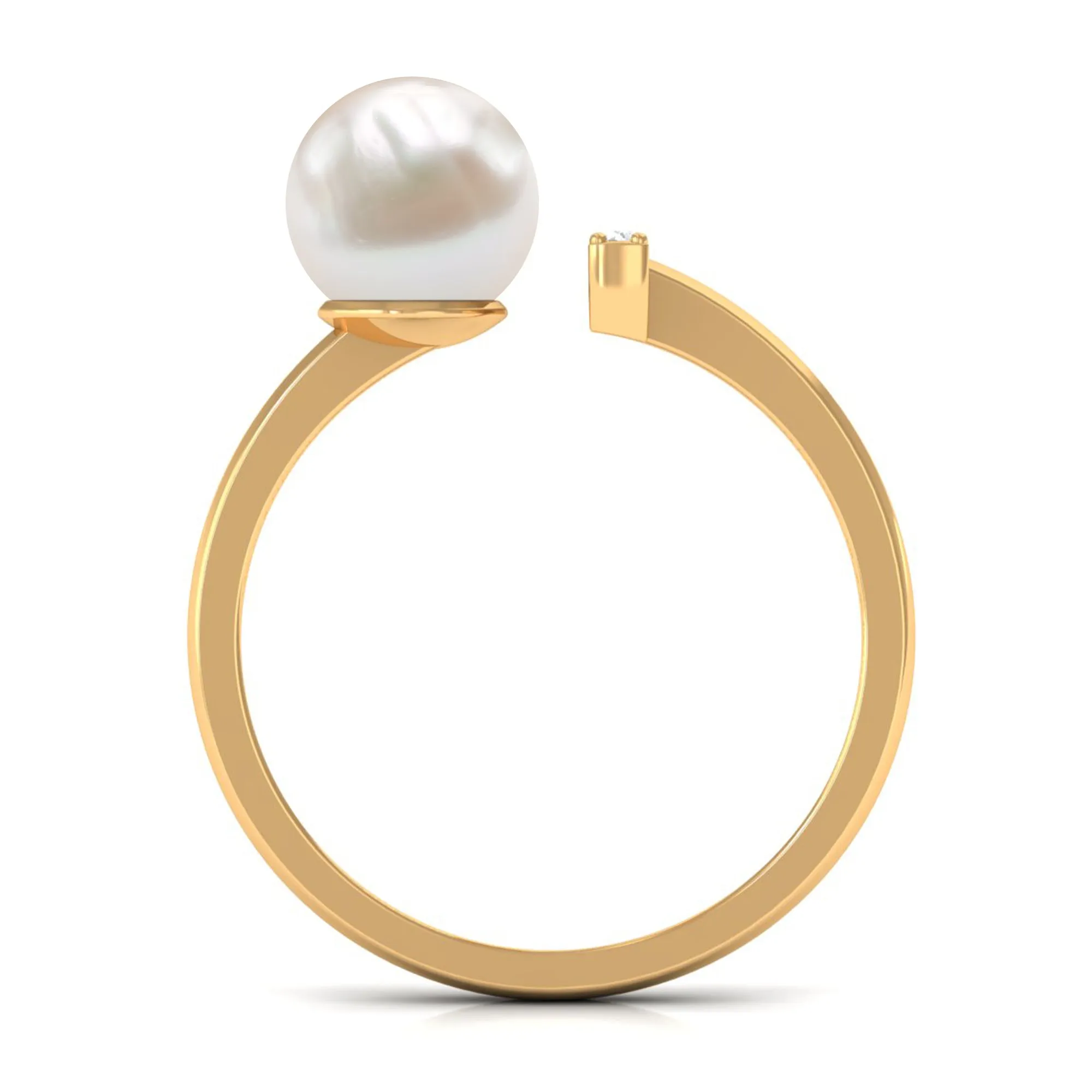 Freshwater Pearl and Diamond Modern Cuff Ring