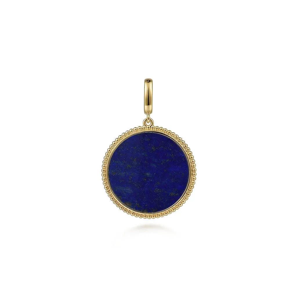 Gabriel & Co. 14k Yellow Gold Round Lapis Necklace