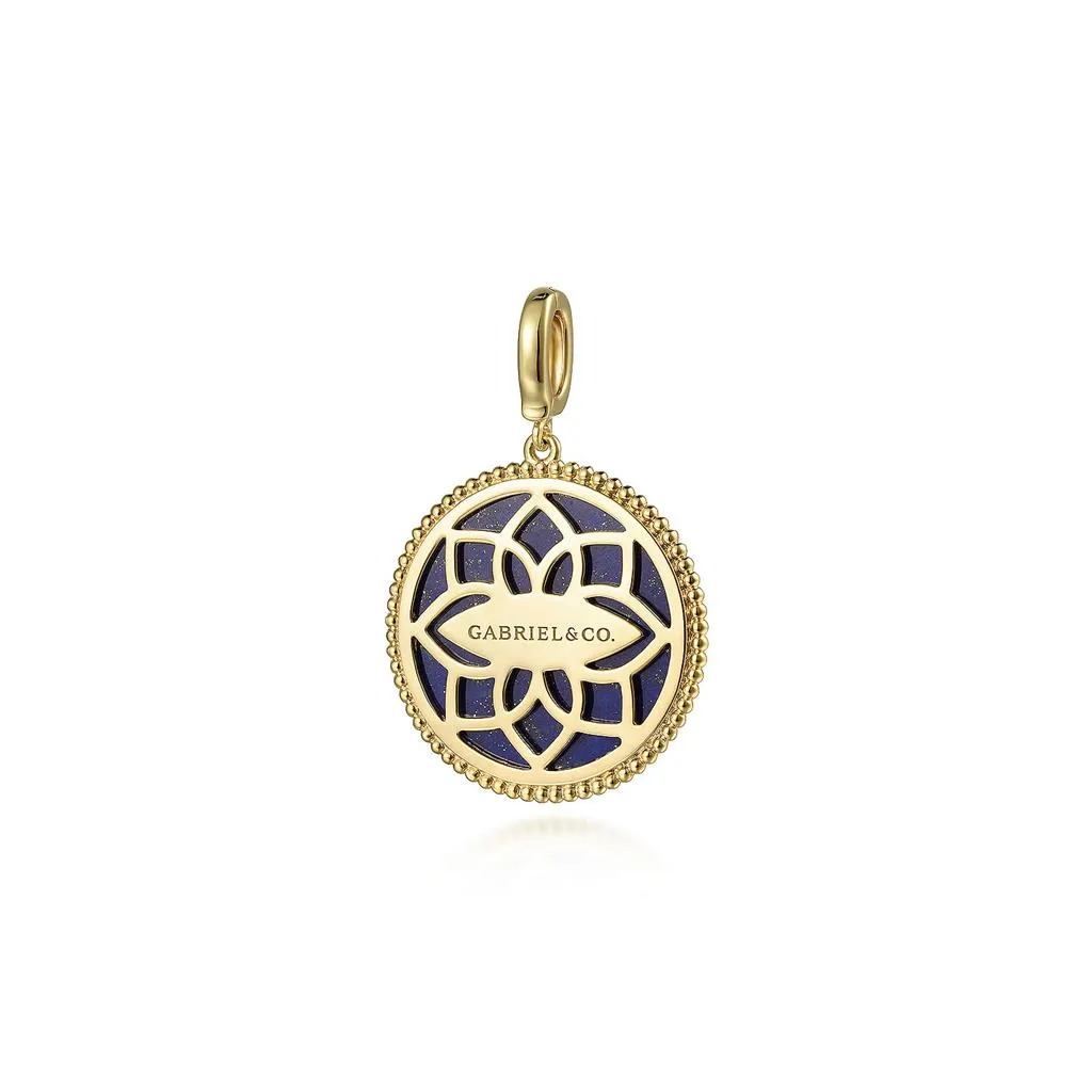 Gabriel & Co. 14k Yellow Gold Round Lapis Necklace