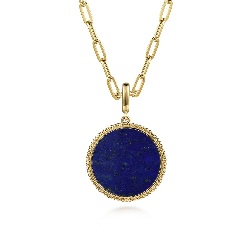 Gabriel & Co. 14k Yellow Gold Round Lapis Necklace