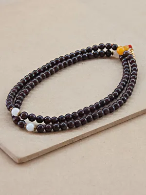 Garnet Mala Bead with Moonstone spacers