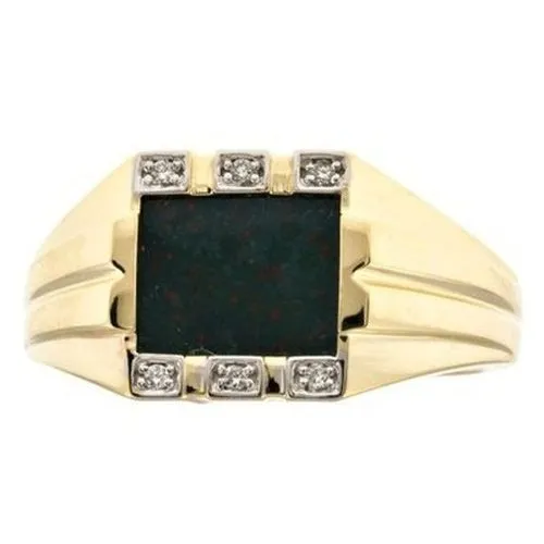 Gents Bloodstone & Diamond Ring