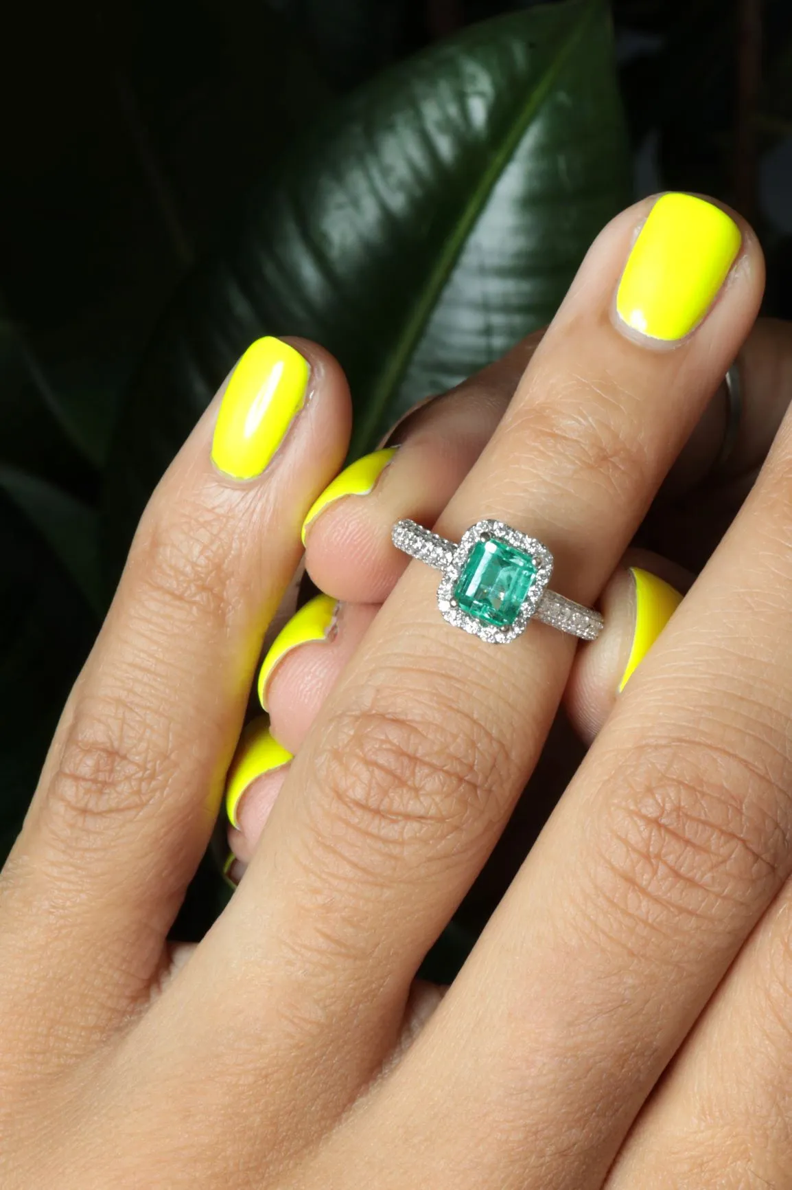 GIA Certified Natural 1ct Emerald and Diamond Ring