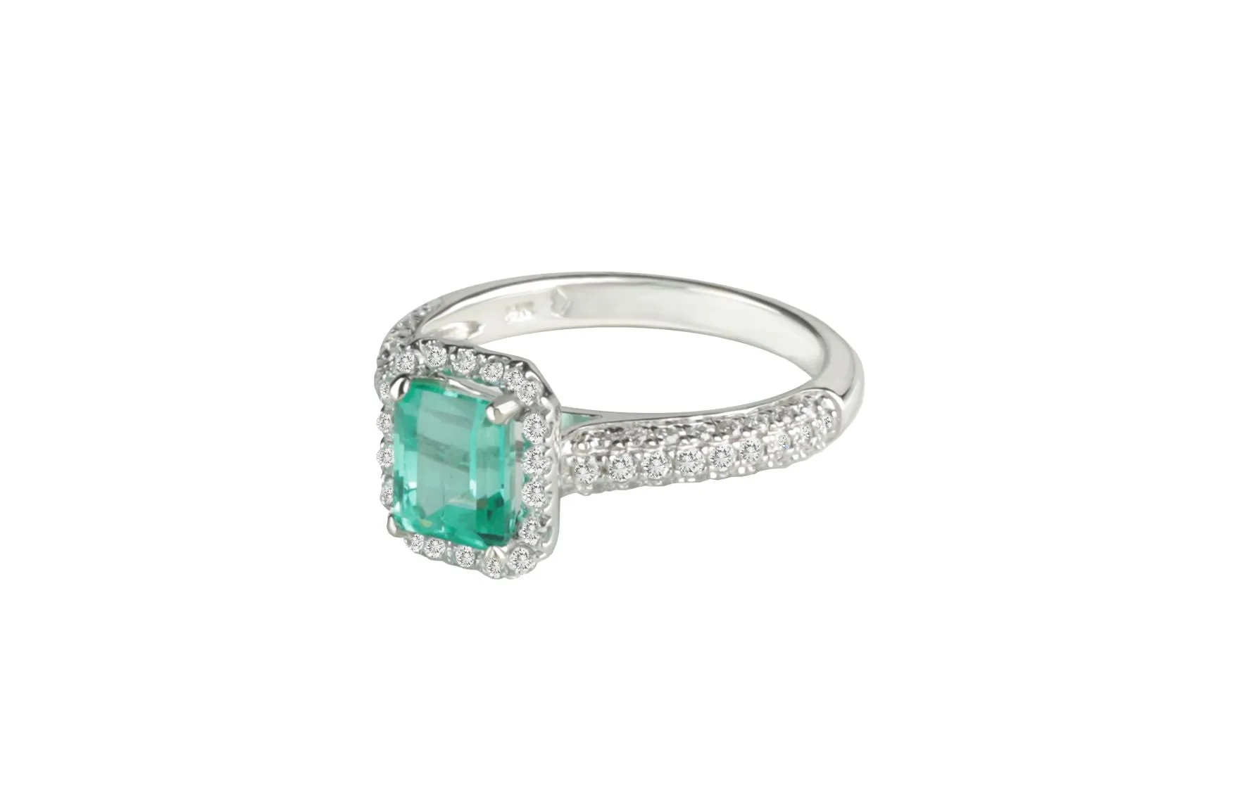 GIA Certified Natural 1ct Emerald and Diamond Ring