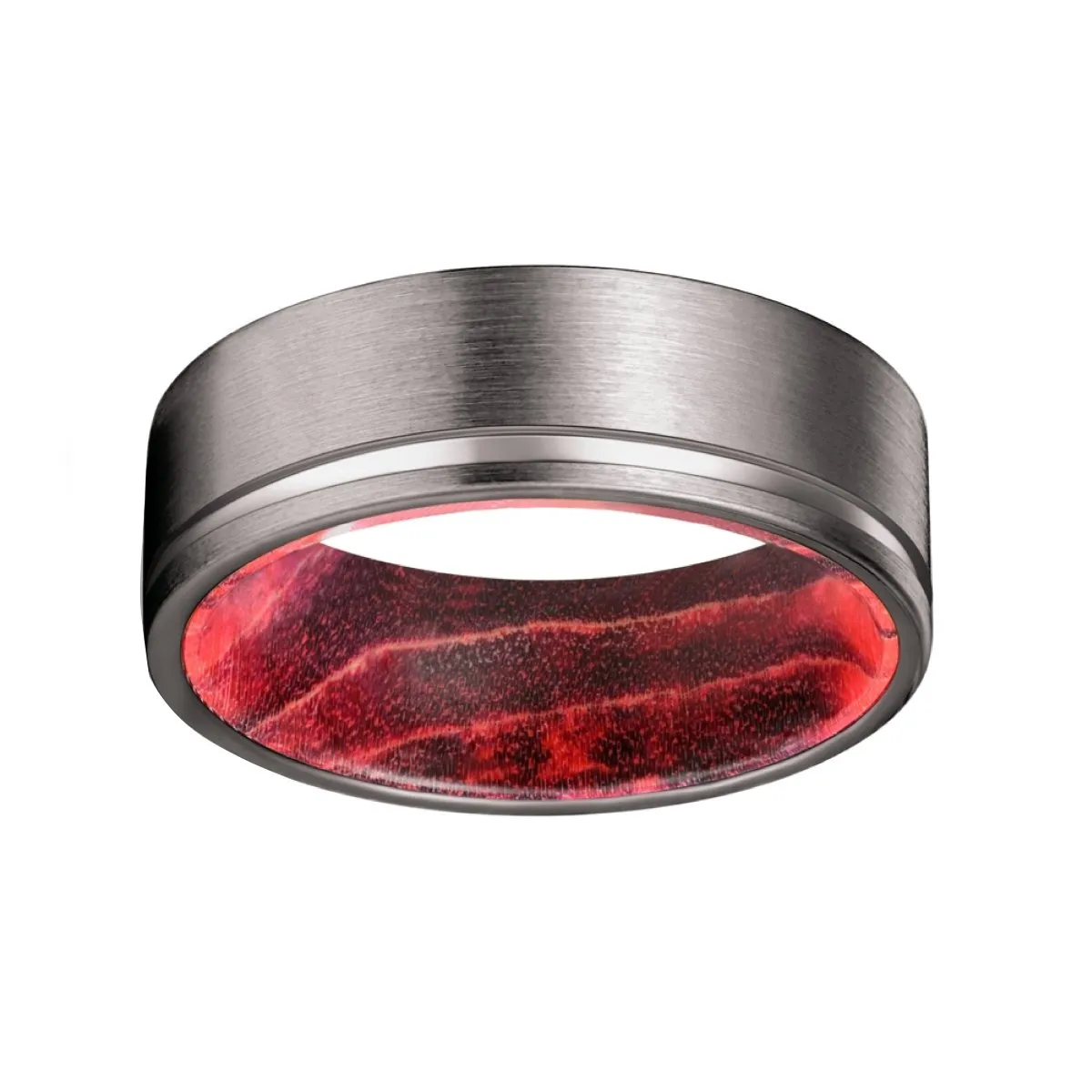 GLEASON | Black & Red Wood, Gunmetal Tungsten Offset Groove