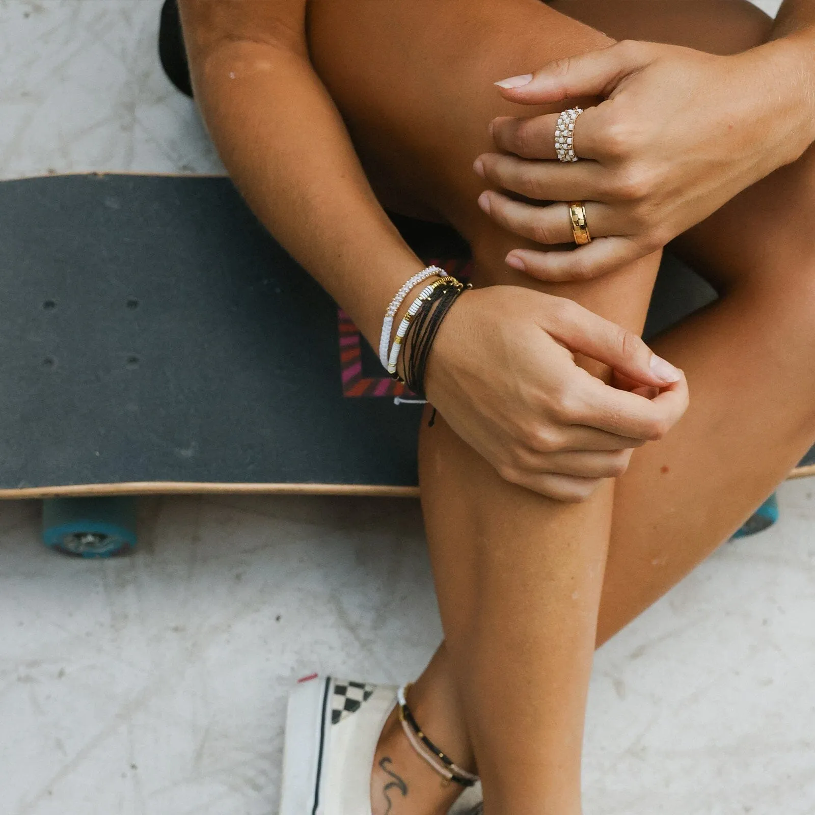 Gold Check Fidget Ring