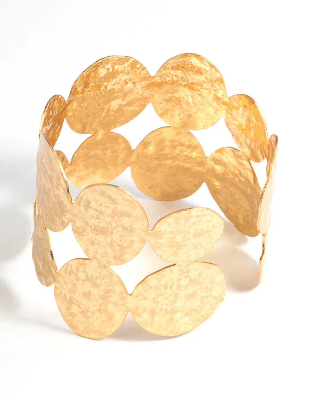 Gold Textured Disc Cuff Bracelet