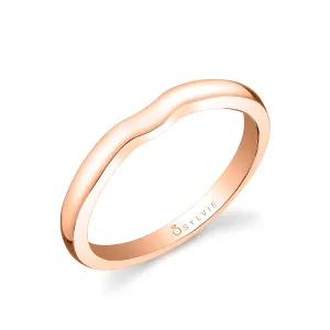 High Polish Wedding Band - Carina 18k Gold Rose