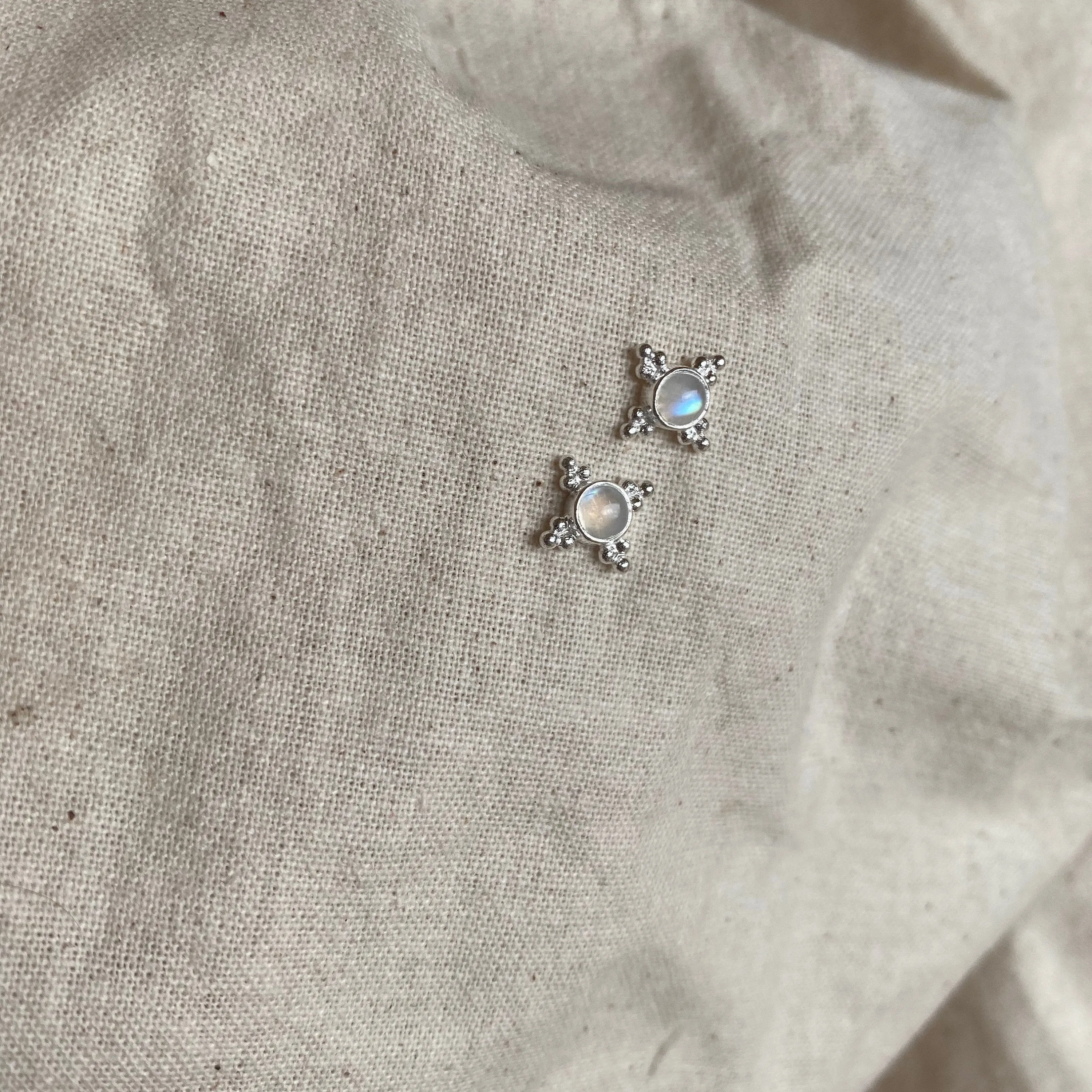 Ivy Sterling Silver Rainbow Moonstone Studs