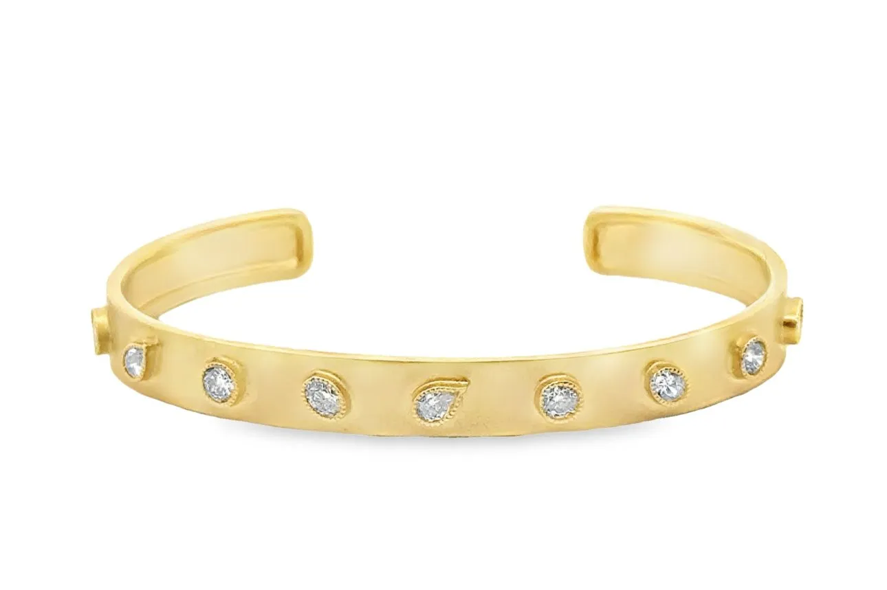 John Apel Satin Finish Diamond Cuff Bracelet