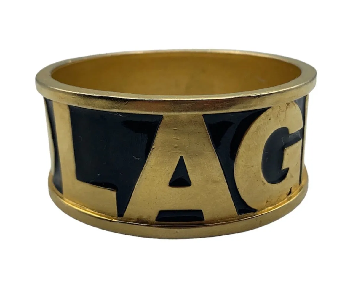 Karl Lagerfeld 90s Heavy Gold-Tone Enameled Cuff Bracelet