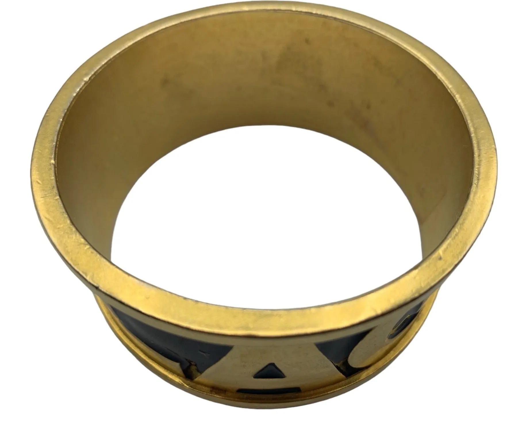 Karl Lagerfeld 90s Heavy Gold-Tone Enameled Cuff Bracelet