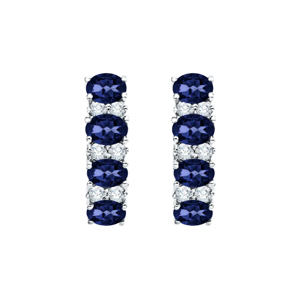 KATARINA Sapphire Gemstone and Diamond Huggie Earrings (2 1/4 cttw)