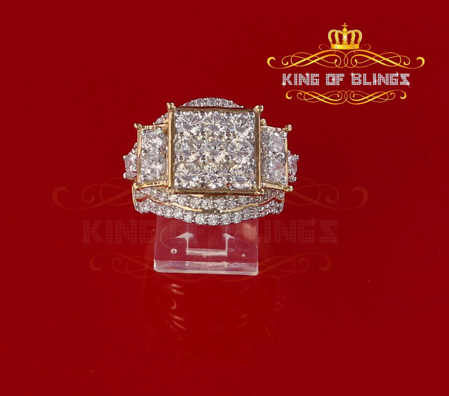 King Of Bling's 925 Sterling Yellow Silver 7.76ct Cubic Zirconia Square Women's Ring Sz9