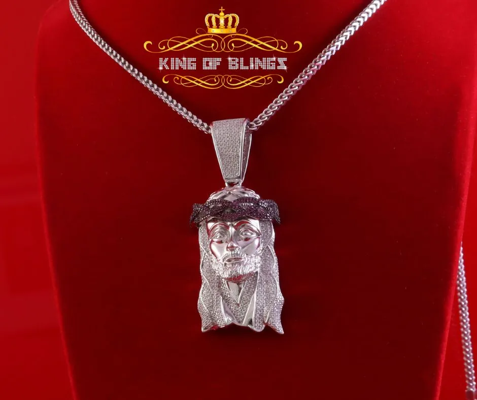 King Of Bling's Silver with Pink Jesus Head Shape Pendant 4.98ct Cubic Zirconia