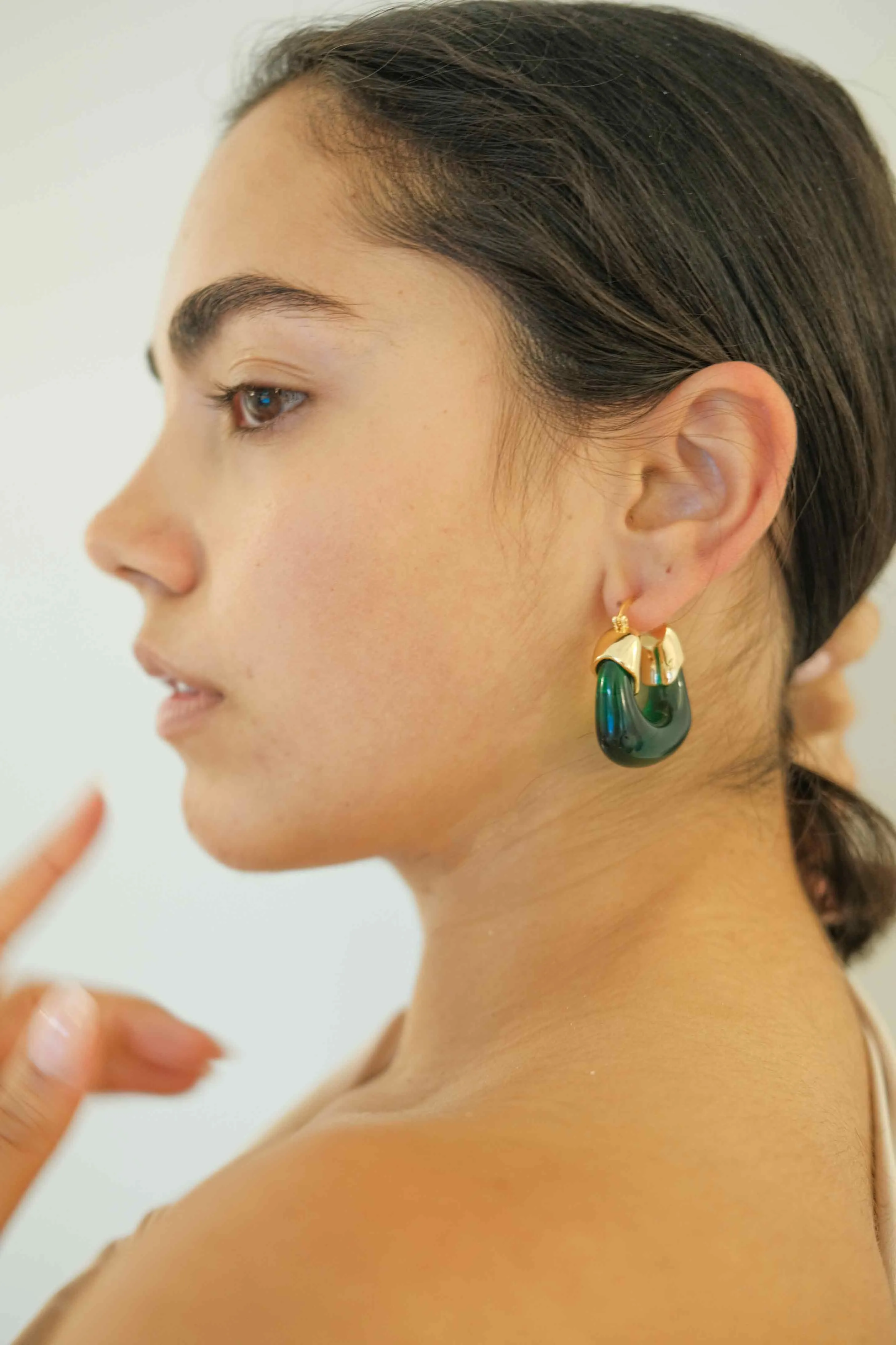 Kira Hoop Earrings/Green