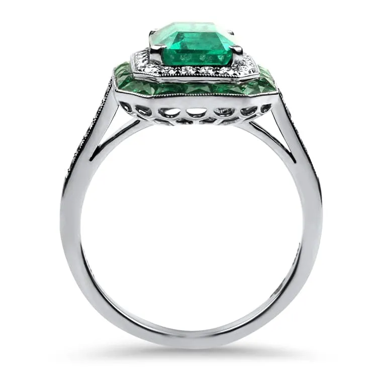 Kwiat Platinum Colombian Emerald and Diamond Ring