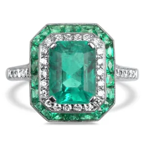 Kwiat Platinum Colombian Emerald and Diamond Ring