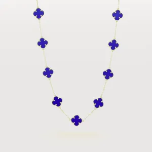 Lapis Four Leaf Clover Necklace - 14k Yellow Gold