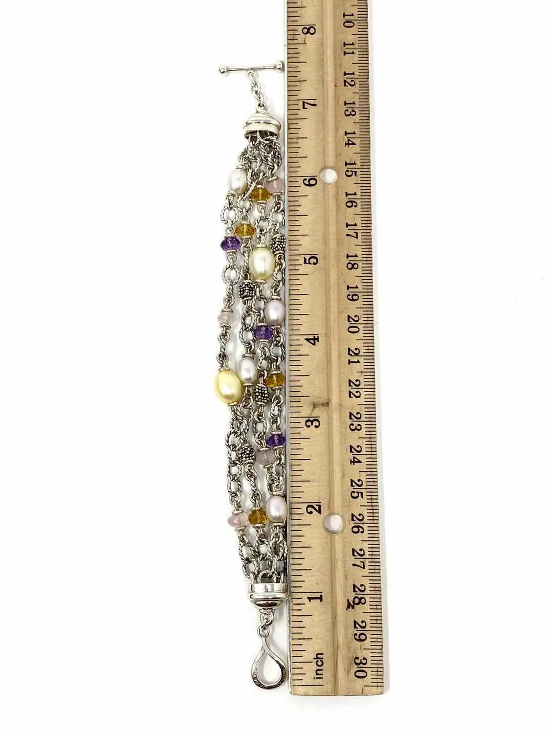 Michael Dawkins .925 Pearl Amethyst Citrine Multi-Strand Bracelet