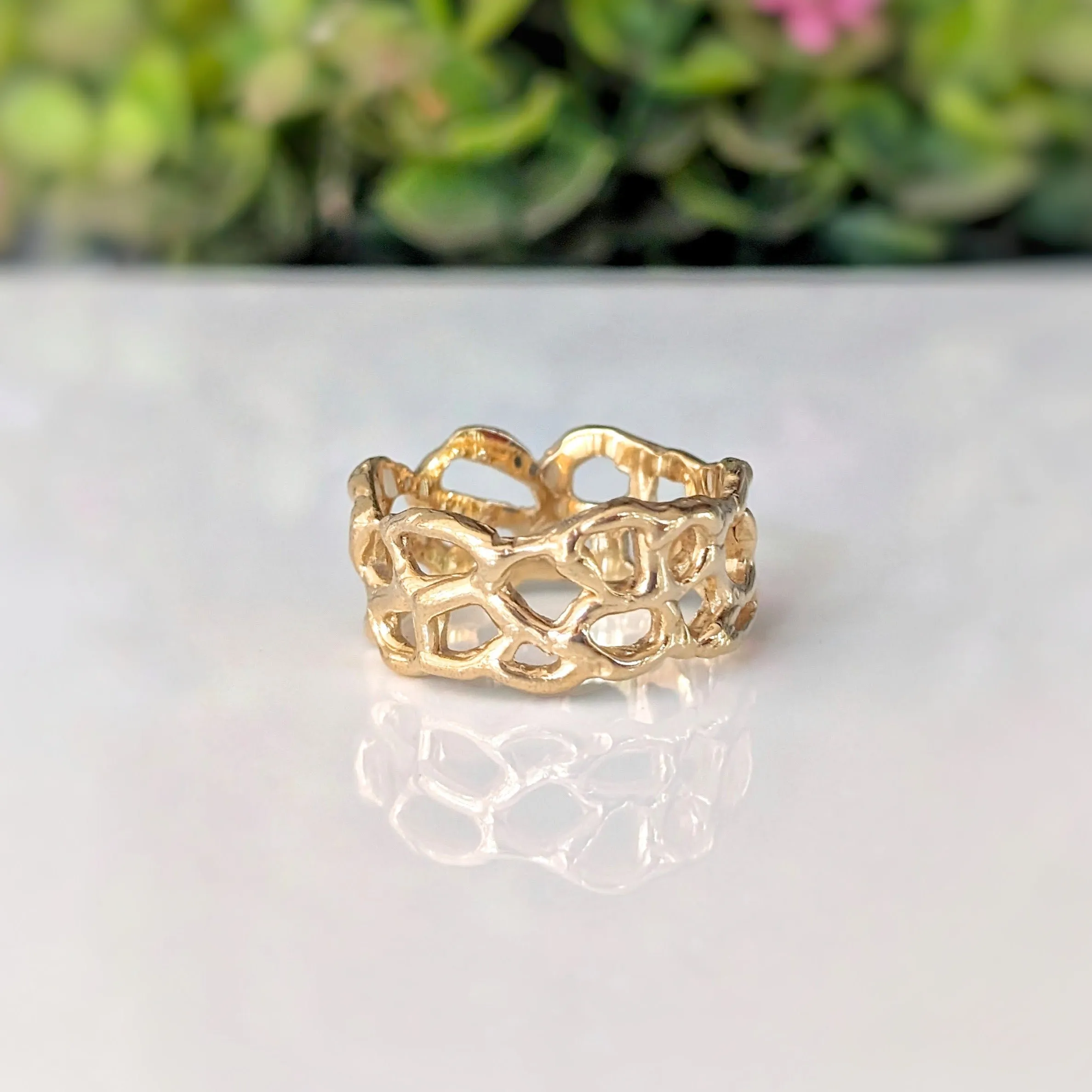 Molten Gold Honeycomb ring