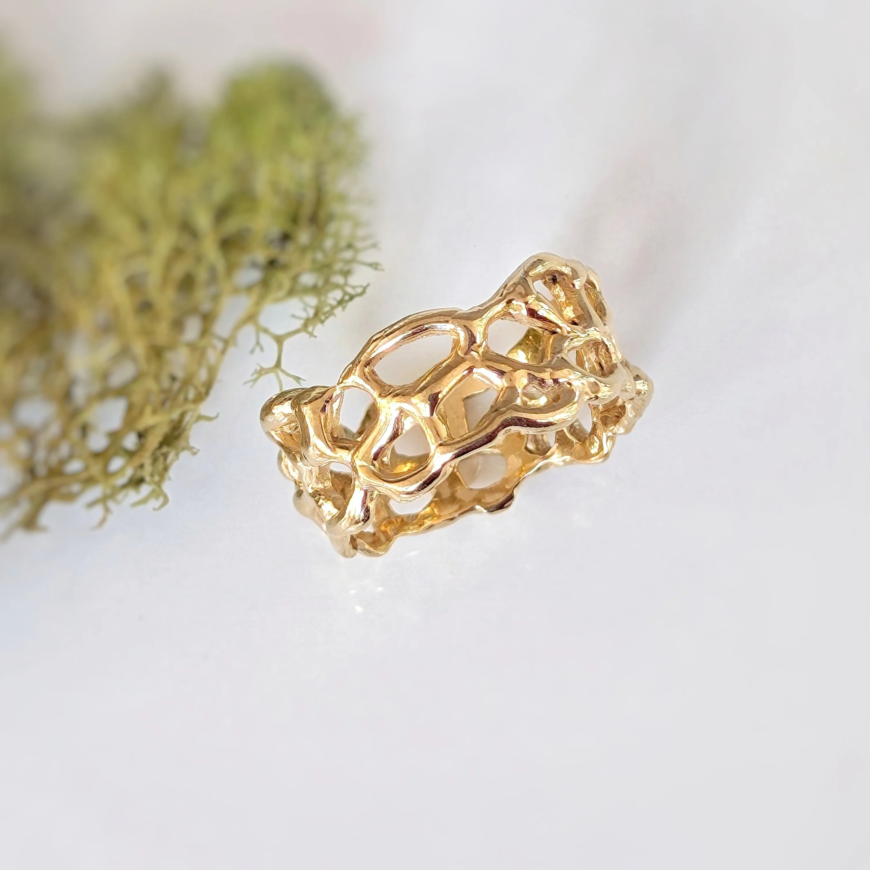 Molten Gold Honeycomb ring