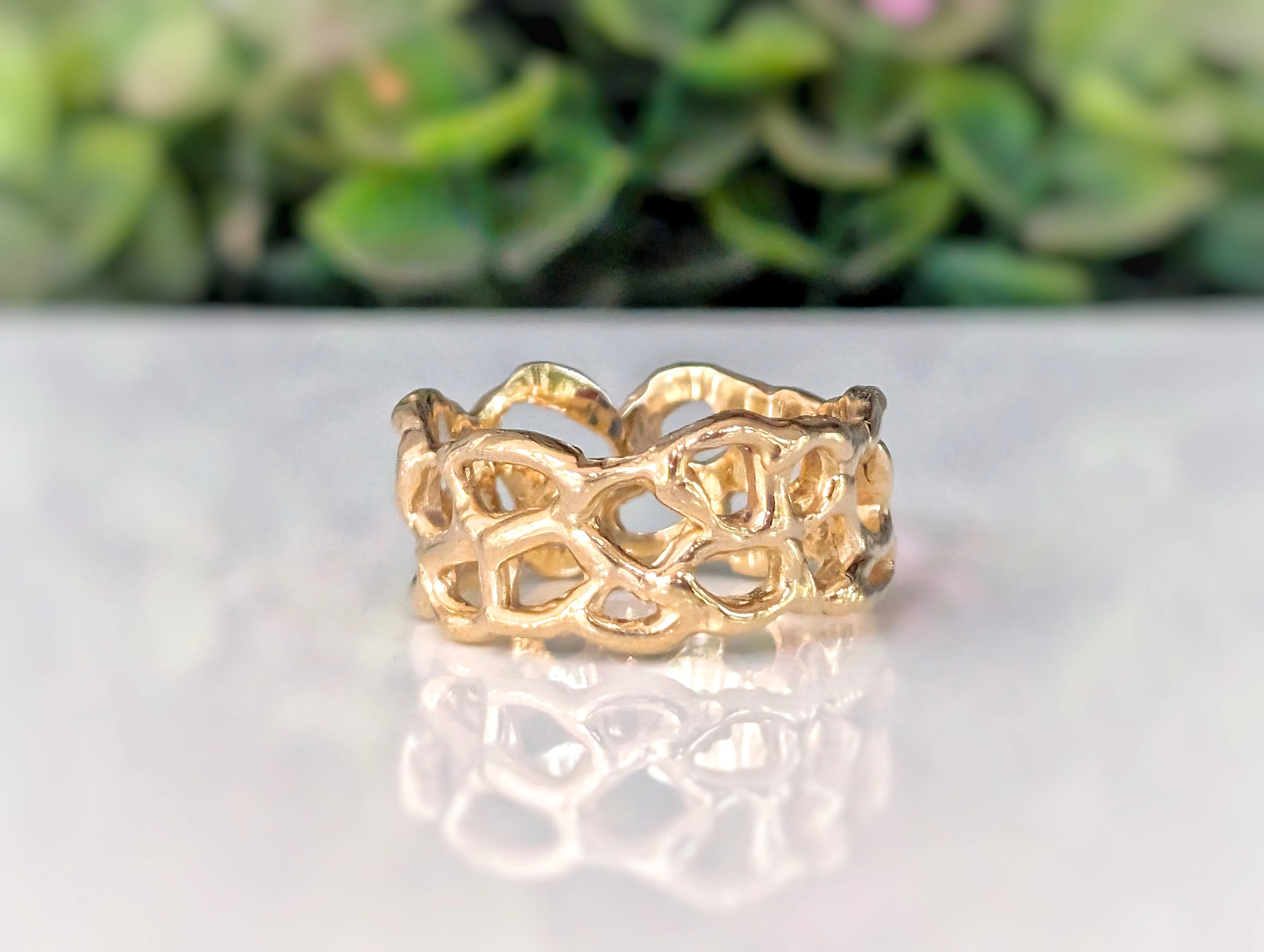 Molten Gold Honeycomb ring