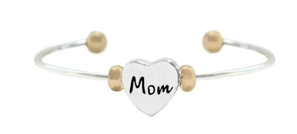 Mom 2 Tone Cuff Bracelet