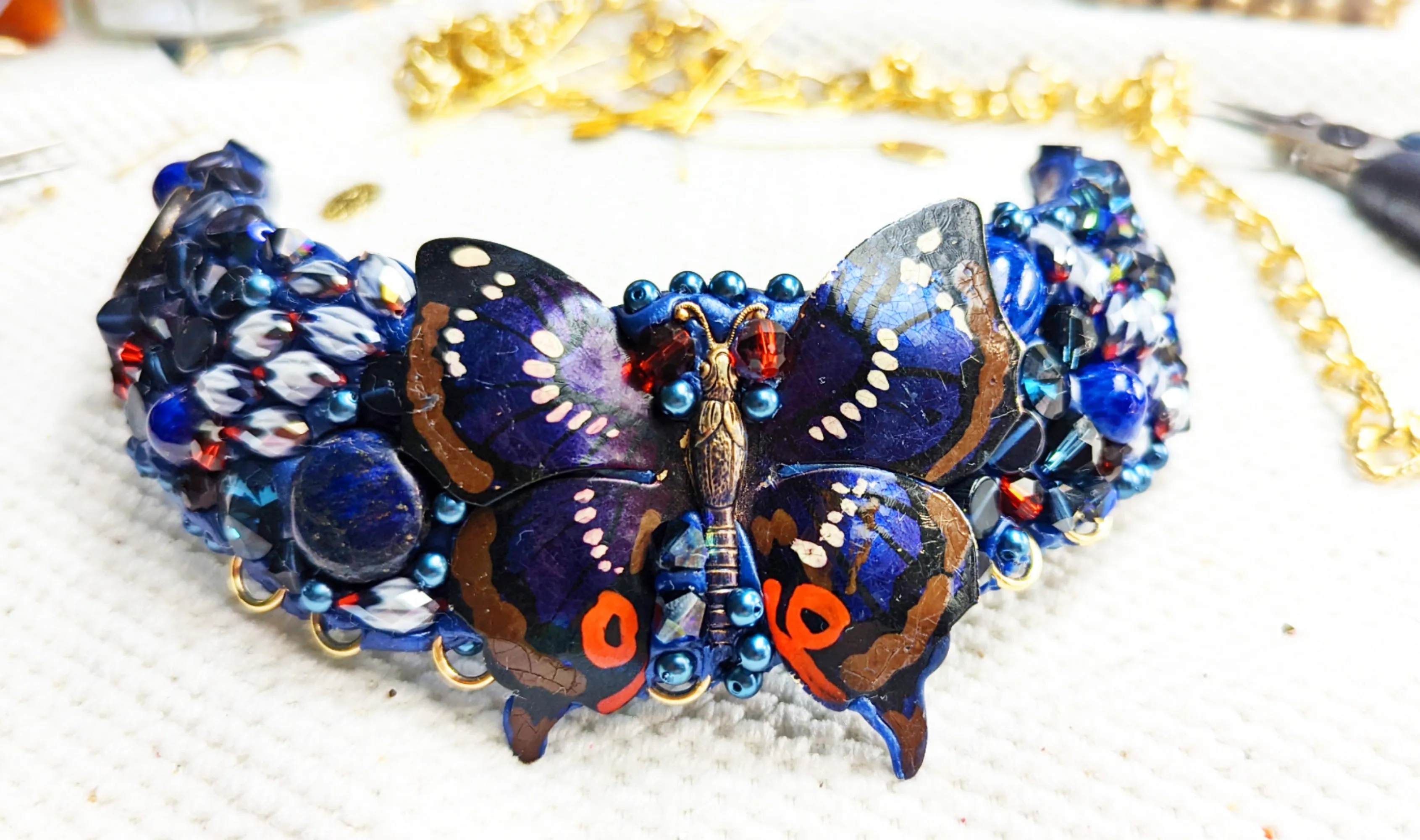 Montana Blue Butterfly Dragonfly Statement Art Collar Necklace Gay Isber USA 1 of 1