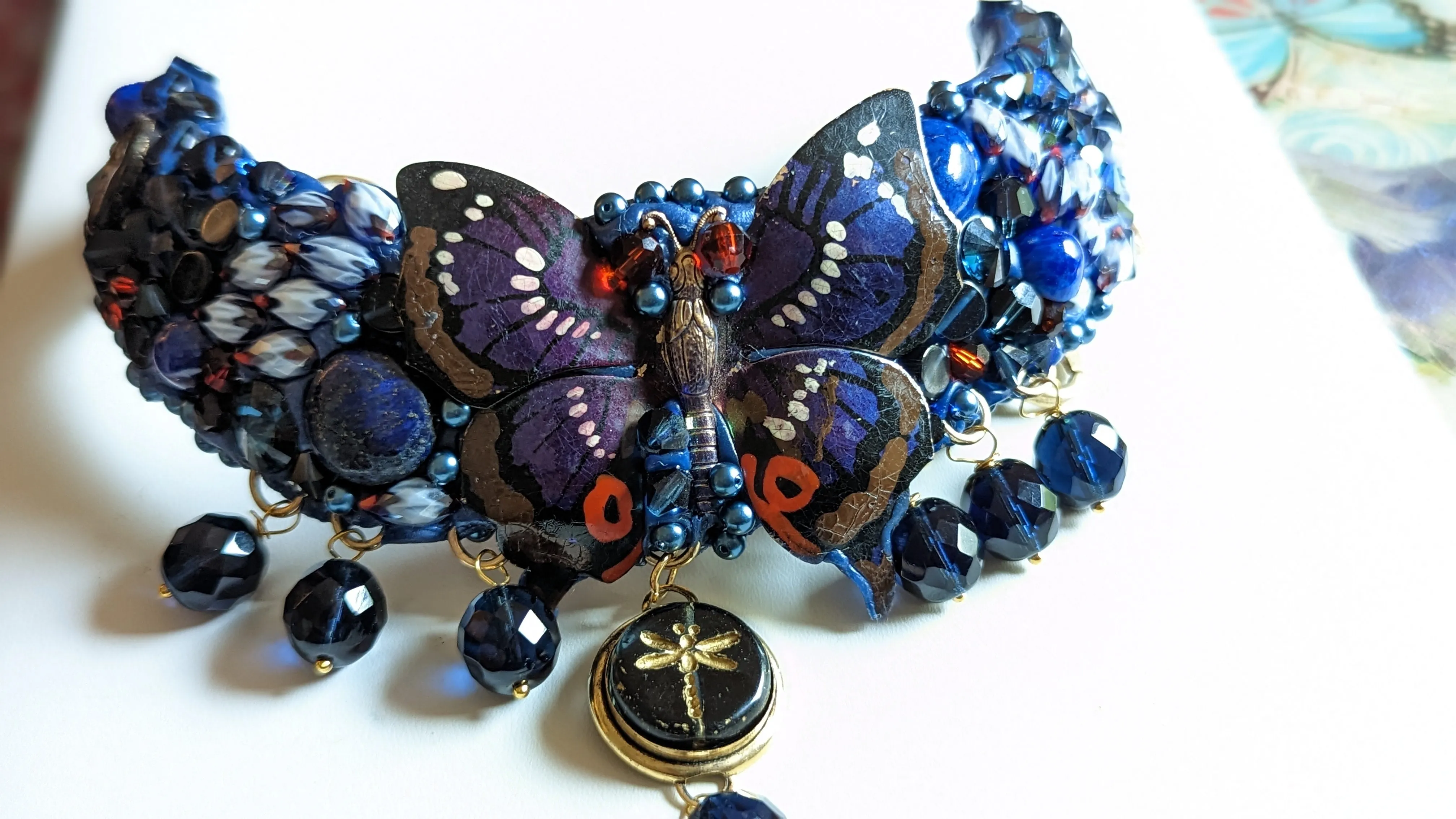 Montana Blue Butterfly Dragonfly Statement Art Collar Necklace Gay Isber USA 1 of 1