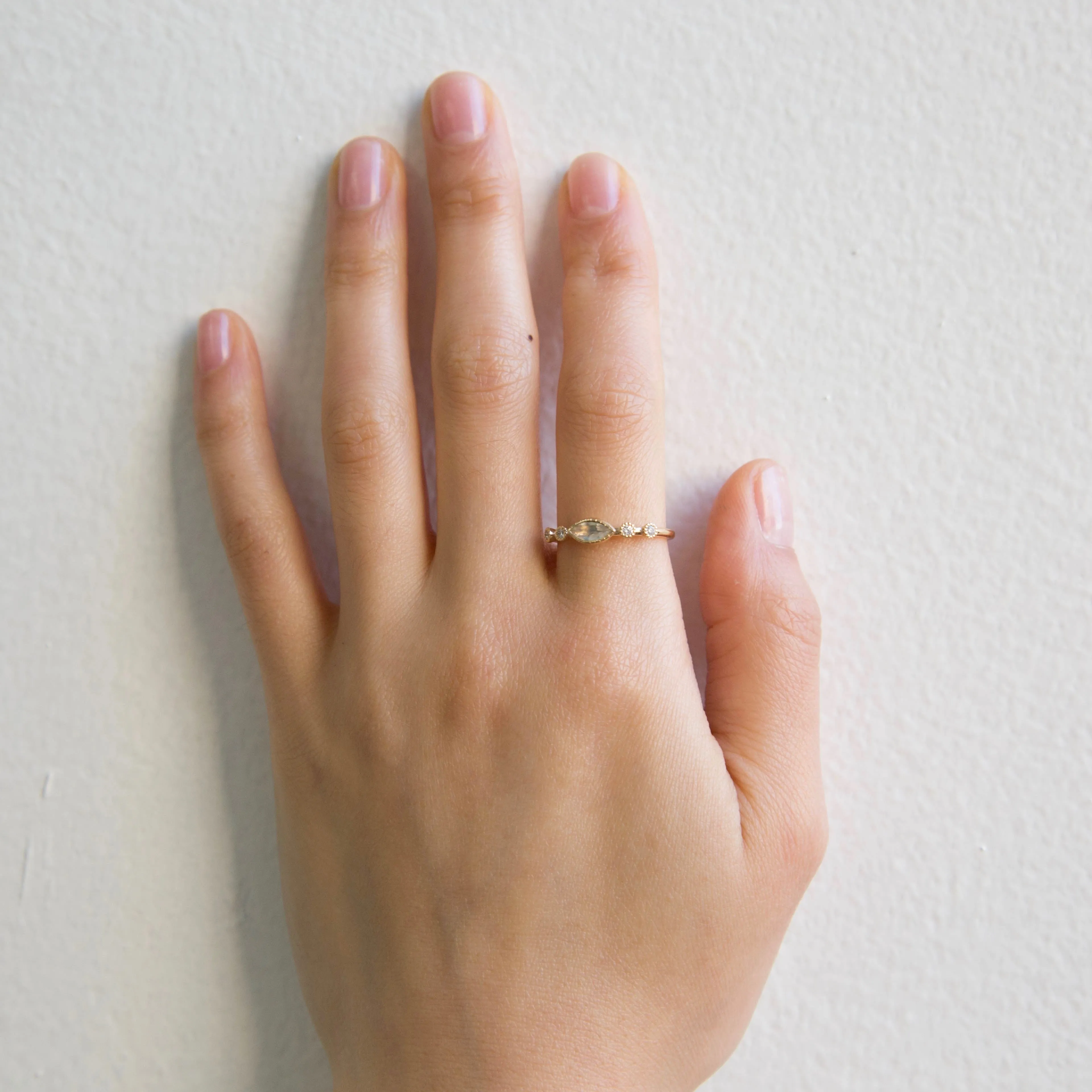 Moonstone Marquise Diamond Dew Ring