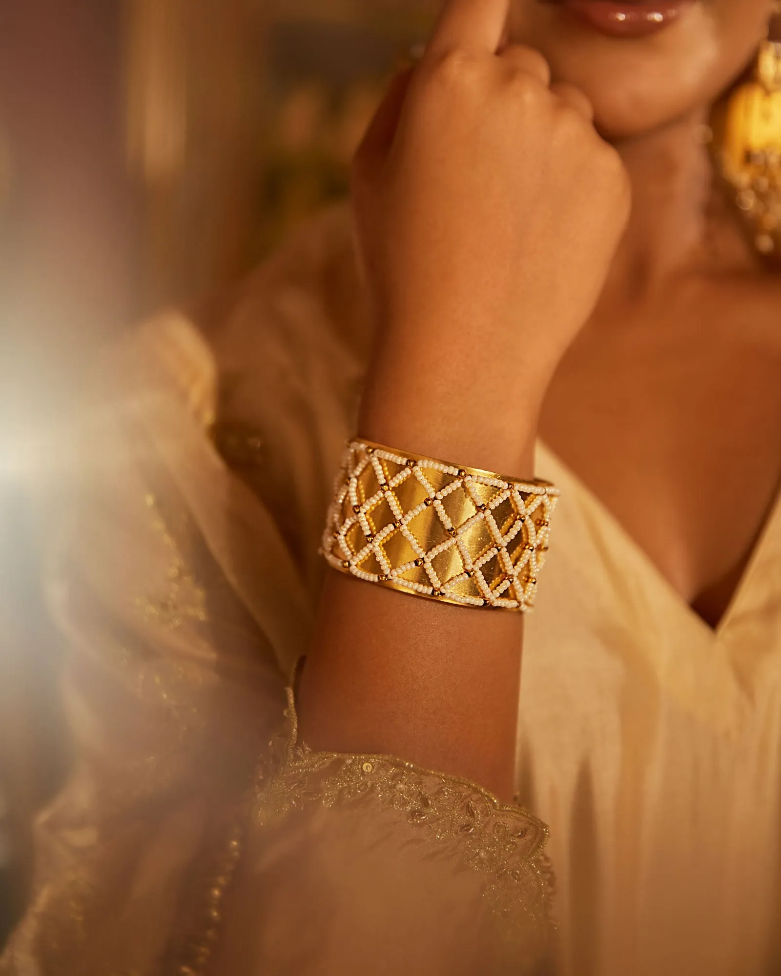 Moti Jaal-Puwai Cuff Bangle