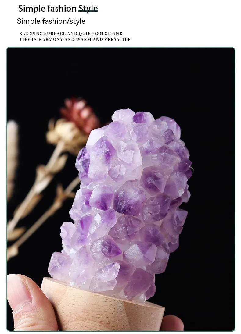 Natural Amethyst,Celestite Tooth Flower Mini Night Light Usb Plug-in