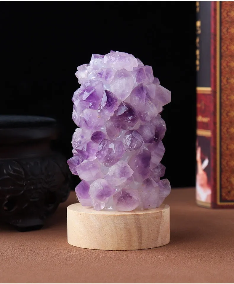 Natural Amethyst,Celestite Tooth Flower Mini Night Light Usb Plug-in