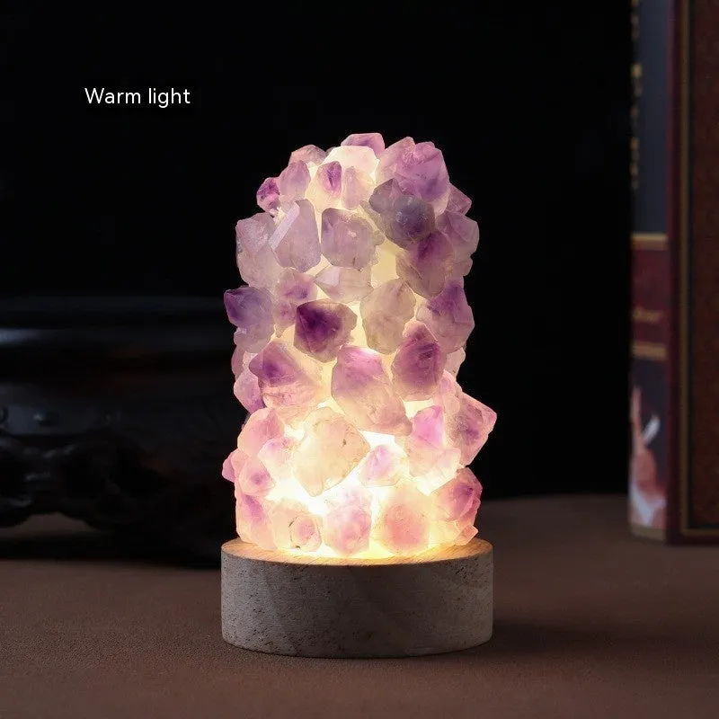 Natural Amethyst,Celestite Tooth Flower Mini Night Light Usb Plug-in