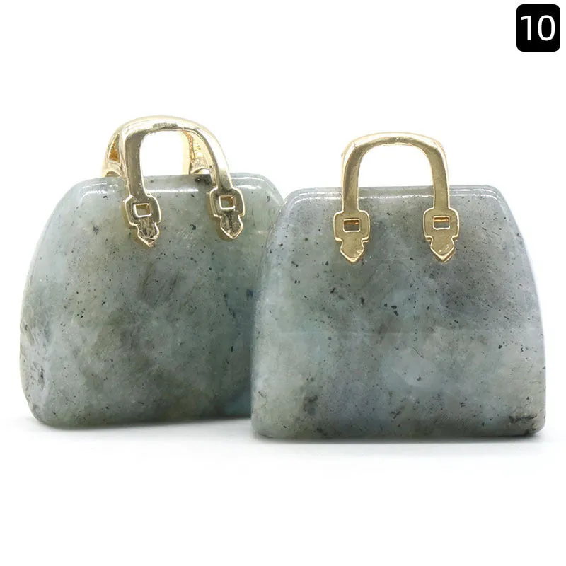 Natural Crystal Stone Mini Tote Hand Bag Crystal Pendant