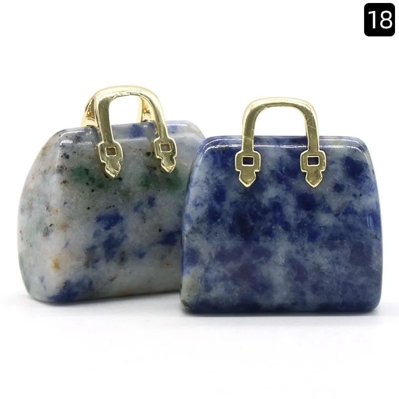 Natural Crystal Stone Mini Tote Hand Bag Crystal Pendant