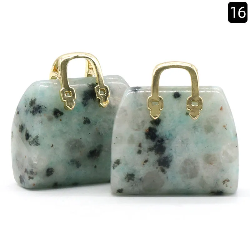 Natural Crystal Stone Mini Tote Hand Bag Crystal Pendant