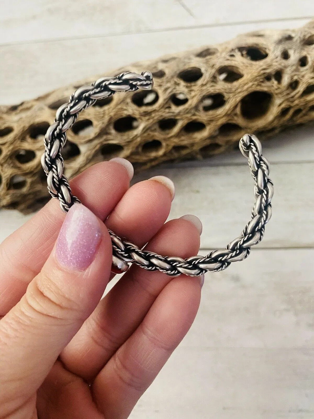 Navajo Sterling Cuff & Red Spiny Twisted Cuff Bracelet